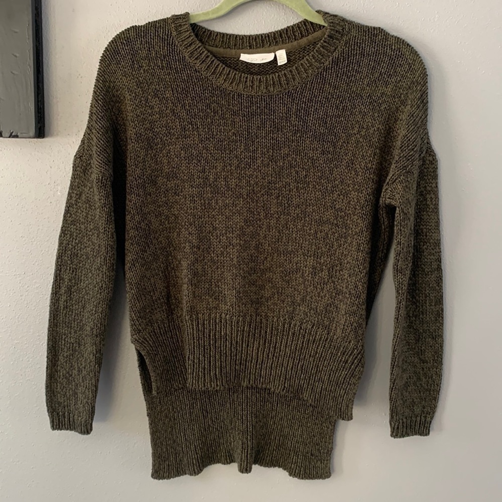 RD Style Green Knit Hi Low Sweater